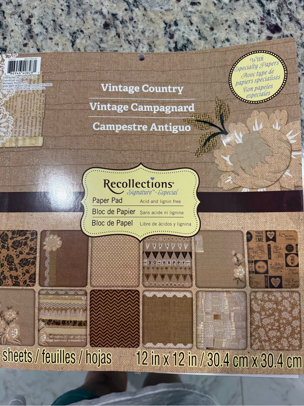 3 packs of Recollections Vintage Country 12in x 12in Paper Pad from Michaels nwt